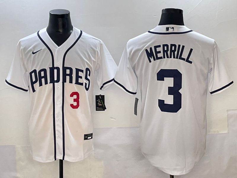 Men 2025 San Diego Padres #3 Merrill White Game Nike MLB Jersey style 2